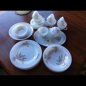 37 Pieces of Federal Milk Glass Golden Glory